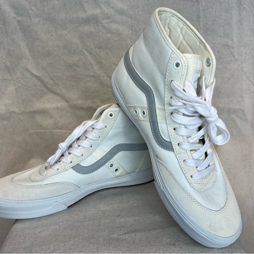 Vans White and Gray High-Top Sneakers